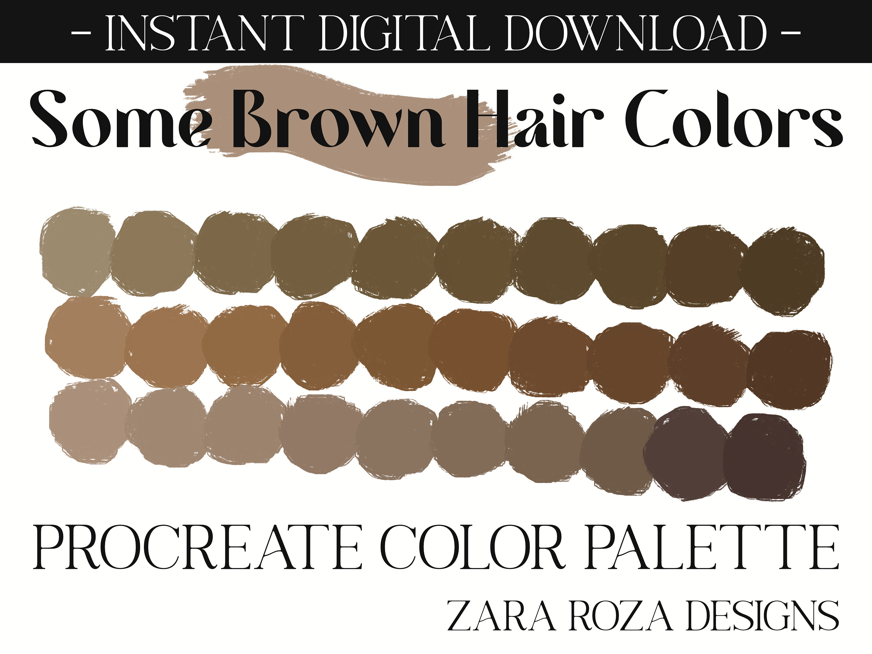 Some Brown Hair Colors Procreate Color Palette: Character Face Portrait