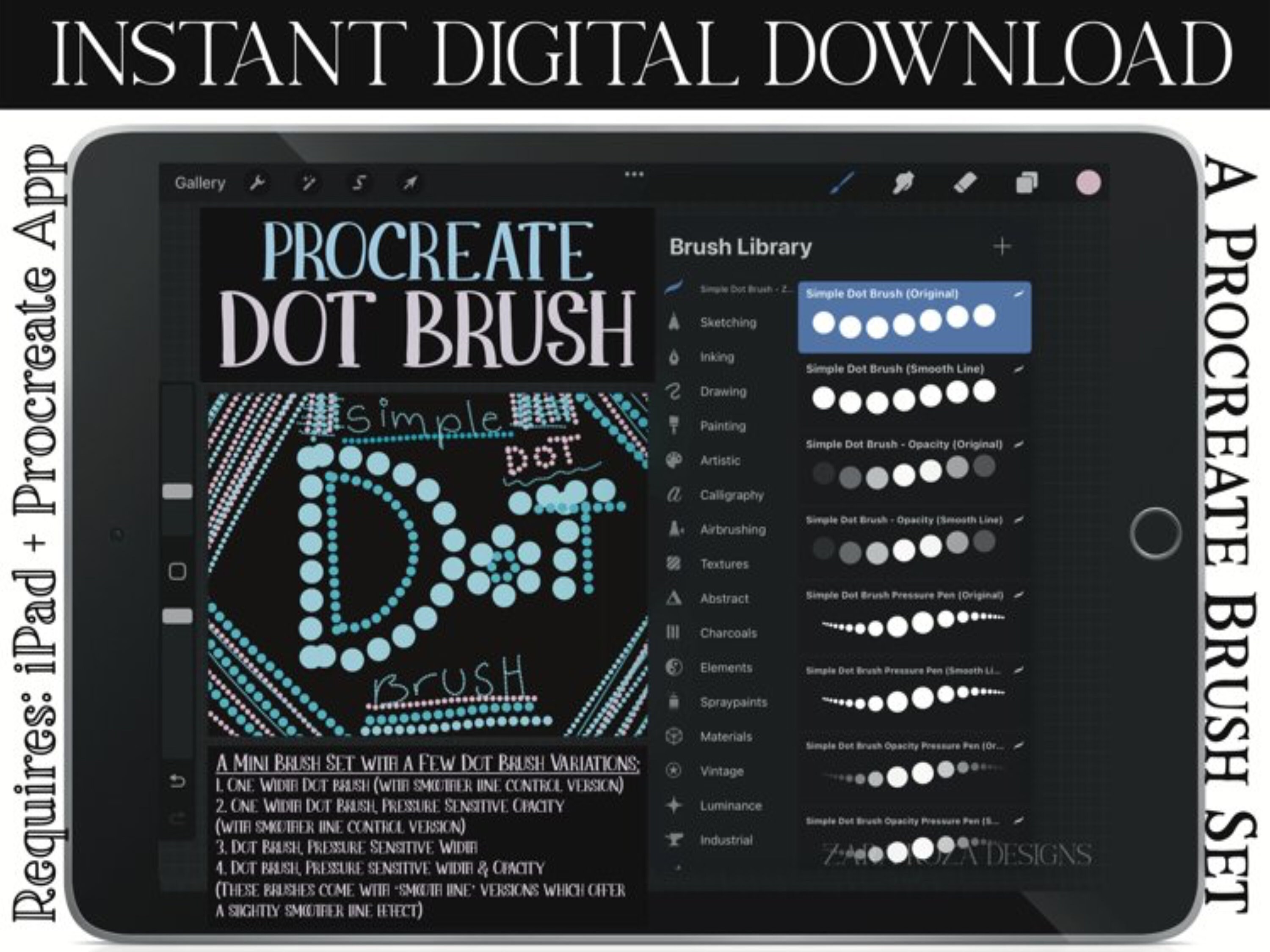 Procreate Simple Dot Brush INSTANT DIGITAL DOWNLOAD iPad  - Etsy