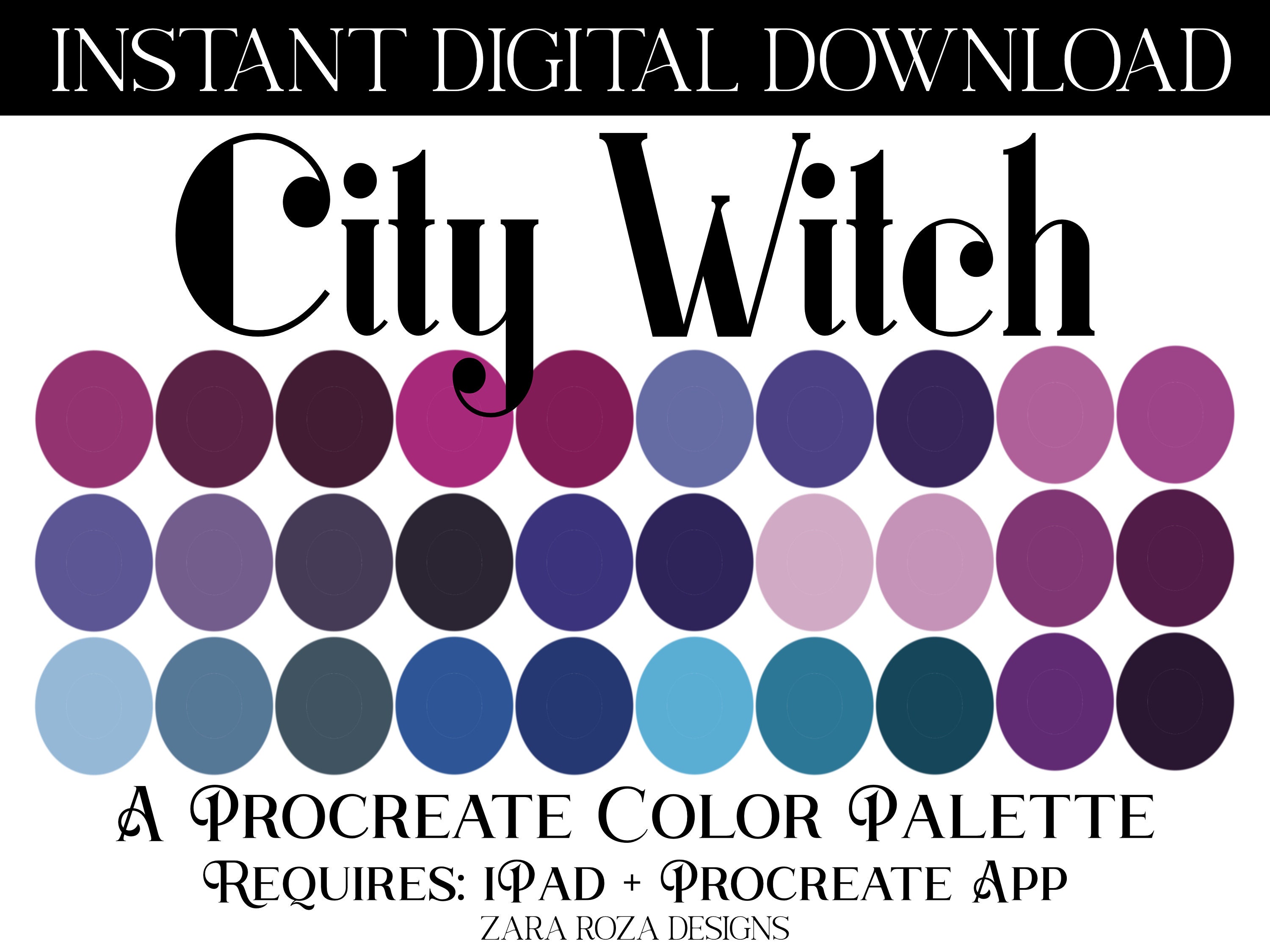 City Witch - Procreate Color Palette - DIGITAL DOWNLOAD - Requires iPad ...