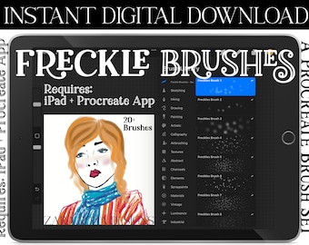 Más de 20 pinceles para pecas Procreate: lindo paquete de pinceles para pecas para bolígrafos de ilustración artística de retratos de piel realistas y abstractos DESCARGA DIGITAL