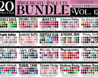 20 Procreate Color Palette Bundle Pack - VOL. 12 Set: 20 palettes with 600 individual swatches
