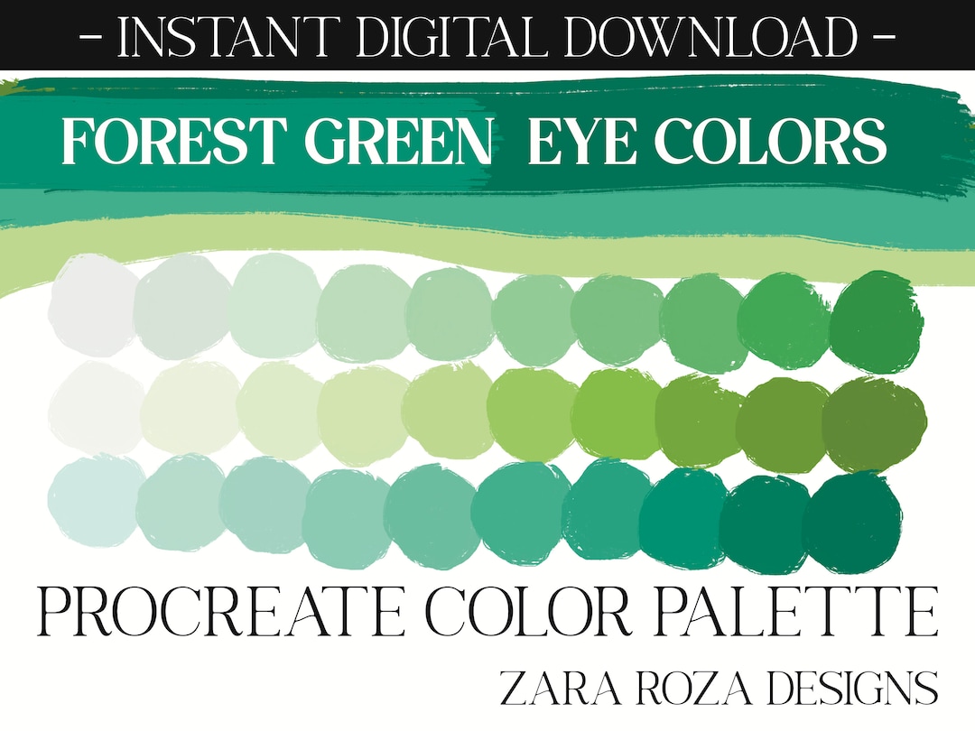 Forest Green Eye Colors Procreate Color Palette Face Portrait Art Warm Natural Nature Calm Cute