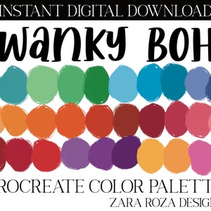 Swanky Boho - Procreate Color Palette: Retro 90s Boho Xmas Holiday Party Rouge Vert Rainbow Tones - TÉLÉCHARGEMENT NUMÉRIQUE Pour iPad + Procreate