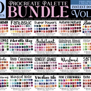 20 Procreate Color Palette Bundle Pack - VOL. 25 Set - Retro Vintage Aesthetic Color Swatches