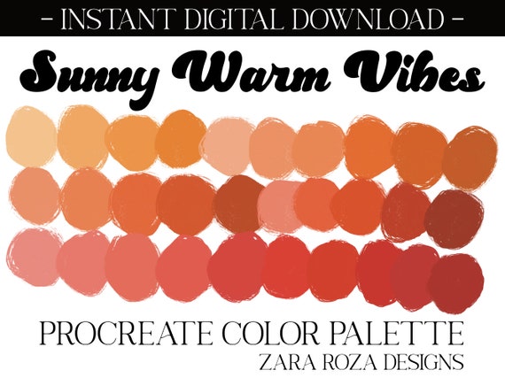 Sunny Warm Procreate Kleurenpalet: Oranje Roze Rood Etsy België