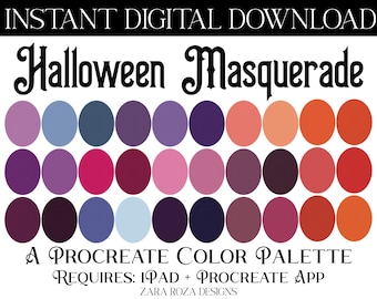 Halloween Masquerade - Procreate Color Palette - DIGITAL DOWNLOAD - Requires iPad + Procreate App