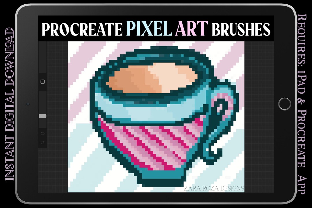 Procreate Pixel Art Brush Set Retro Digital Art, Vintage Aesthetic Glitch, Sprites, Video Game
