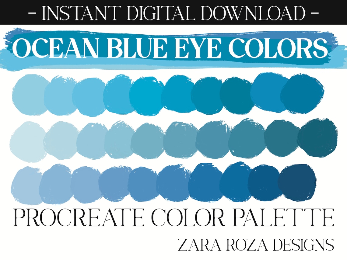 Ocean Blue Eye Colors Procreate Color Palette Face Portrait Art Warm