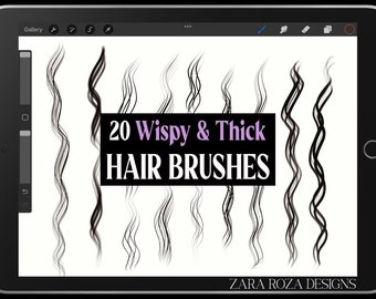 Procreate hårborsteset vol. 2 - 30+ borstar, porträttteckning, ansikte, karaktär, konst, illustrationspennor, direkt digital nedladdning