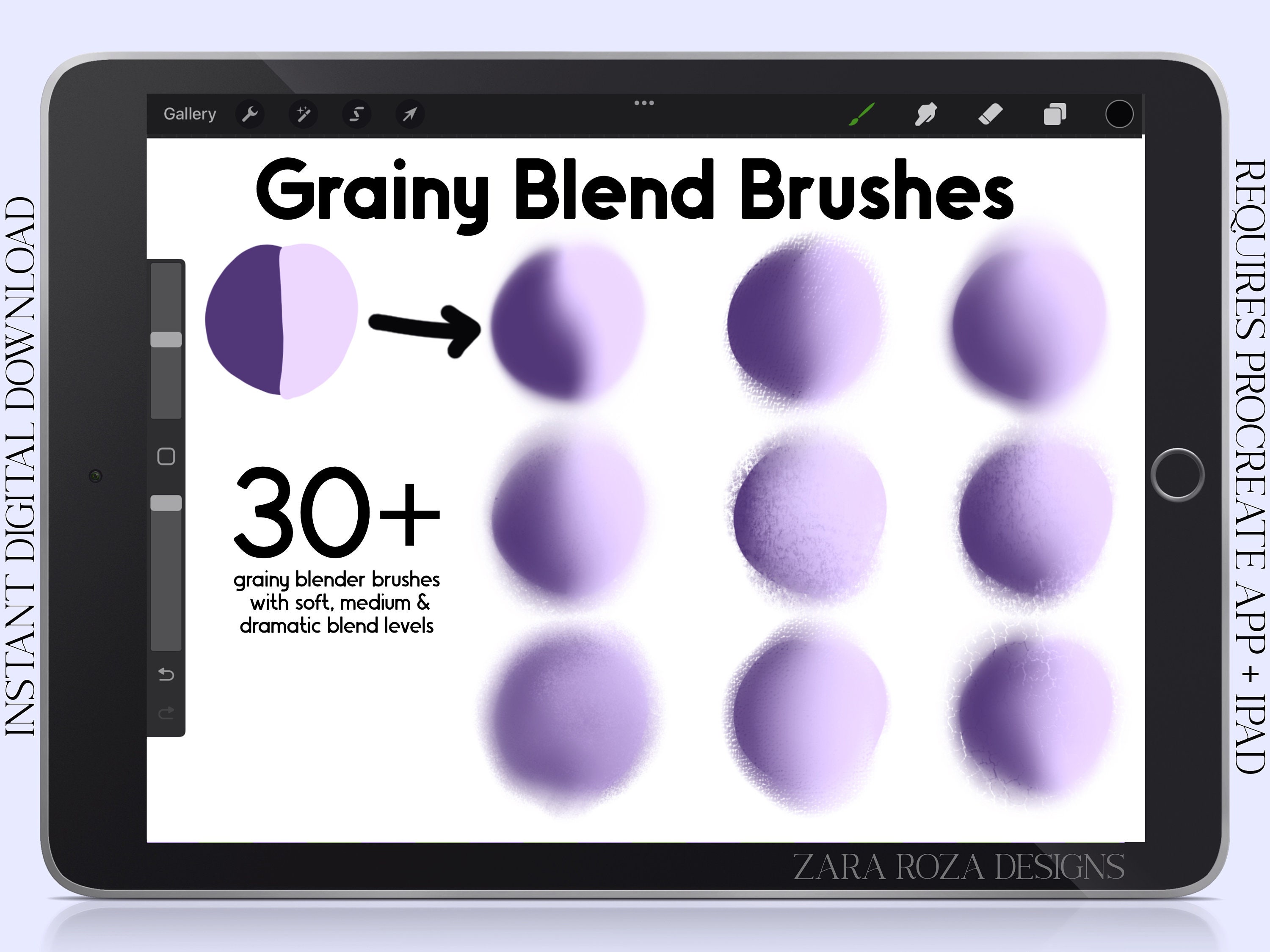 Set de pinceles de difuminado granulado para Procreate – Pinceles de smudge con textura para retratos en iPad, piel y maquillaje