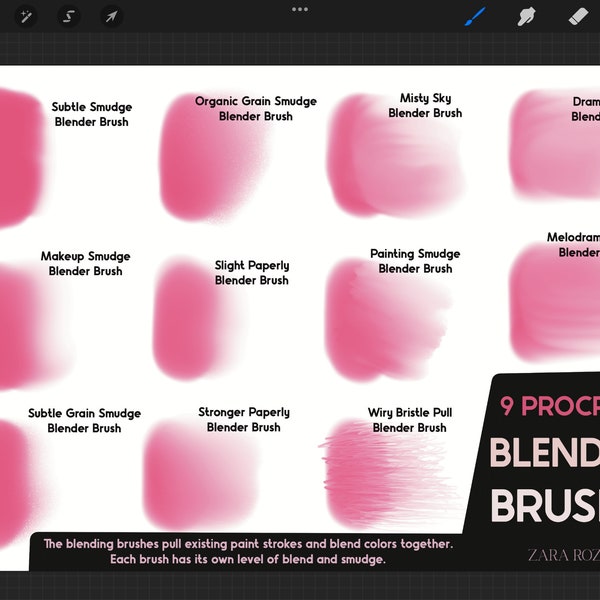 Procreate Blending Brush Set - Smudge Brushes for iPad Digital Art, Portrait Art, Faces, Makeup Blend, Eye Shadow INSTANT DIGITAL DOWNLOAD