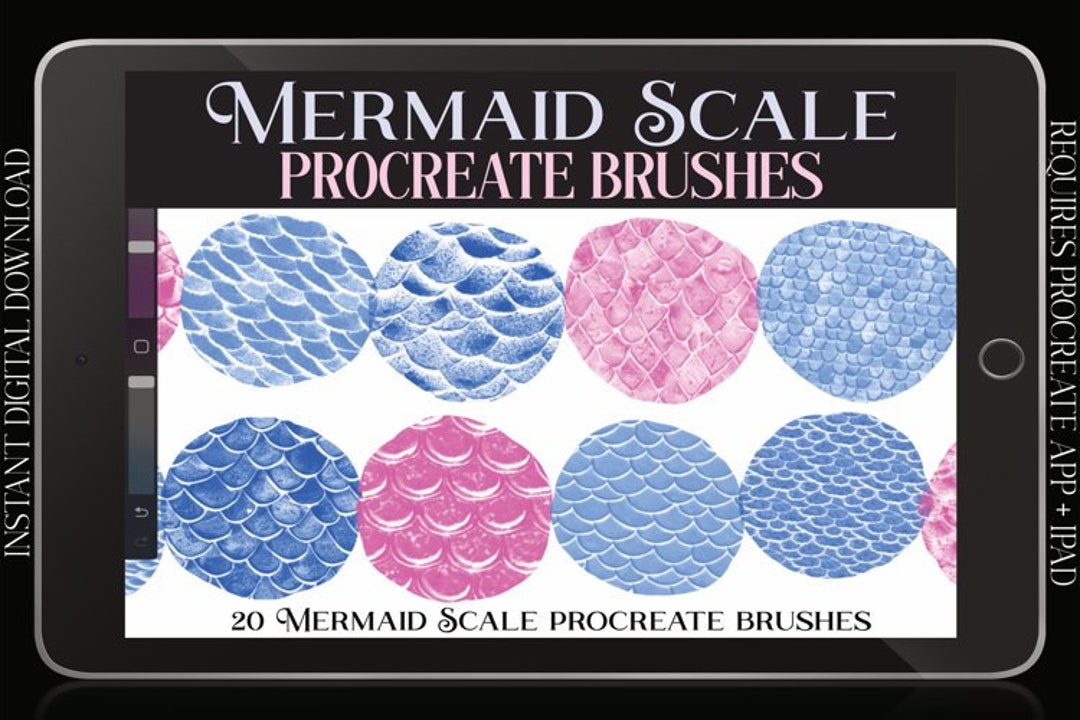 Procreate Mermaid Scale Texture Brush Pack Vol. 2 - 20+ Monoline ...