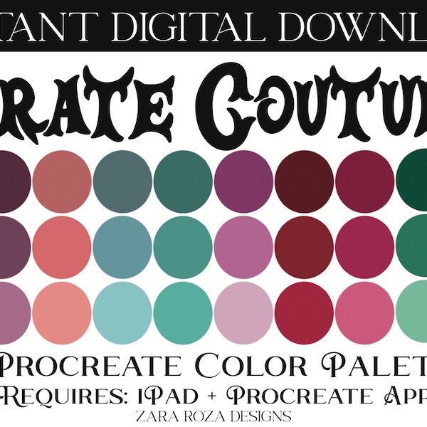 Pirate Couture - Procreate Color Palette: Dark Academia Retro Gradient Halloween Christmas Tones DIGITAL DOWNLOAD For iPad + Procreate App