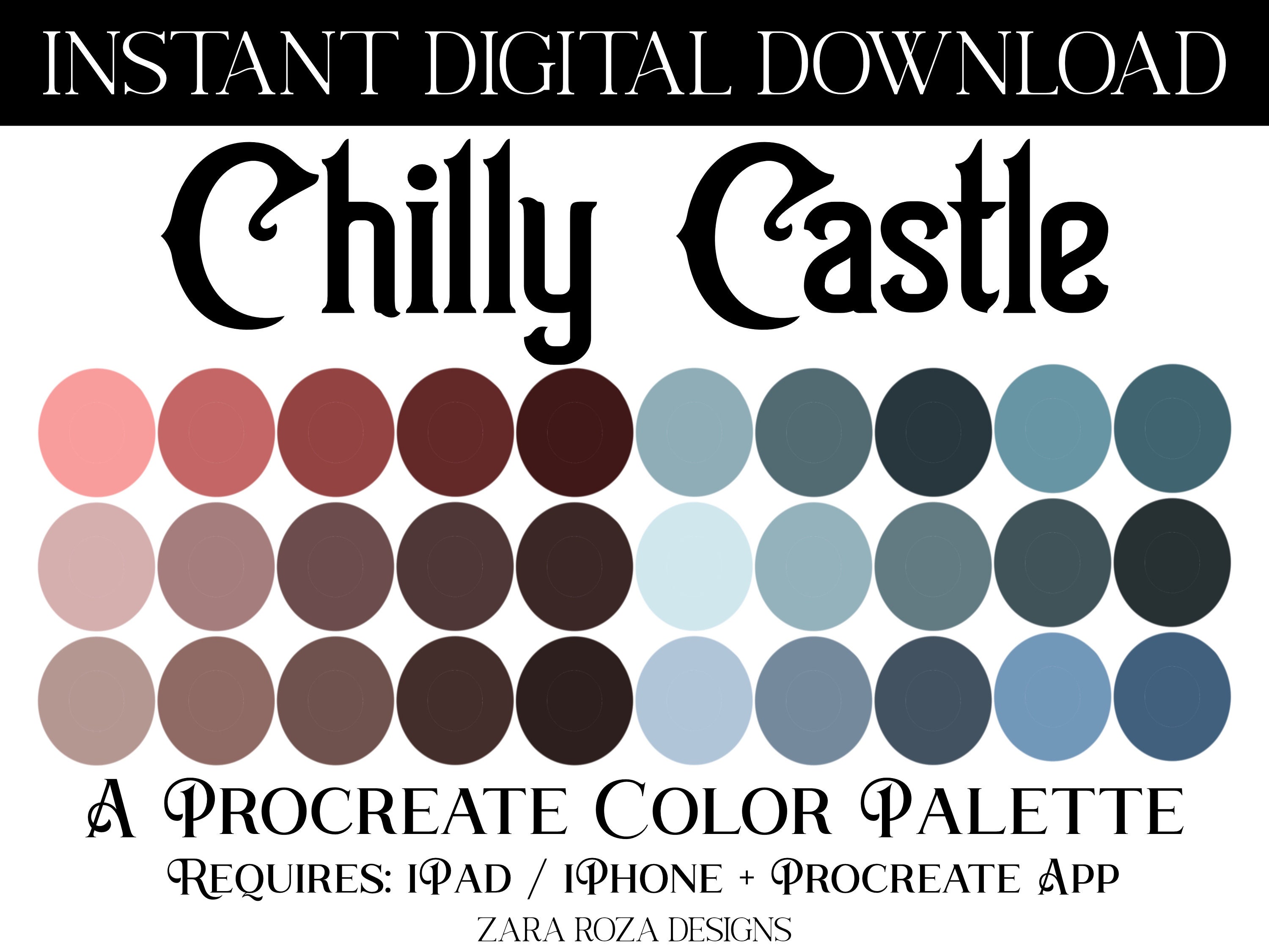Chilly Castle - Procreate Color Palette - Pastel Muted Soft Light ...
