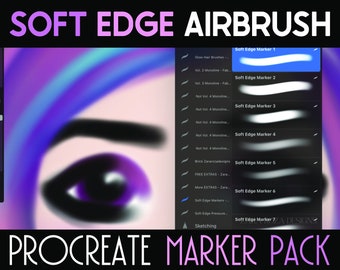 Procreate Airbrush Soft Edge Marker Brushes for iPad Digital Art, Portraits, Faces, Anime, Manga Makeup, Eye Shadow INSTANT DIGITAL DOWNLOAD