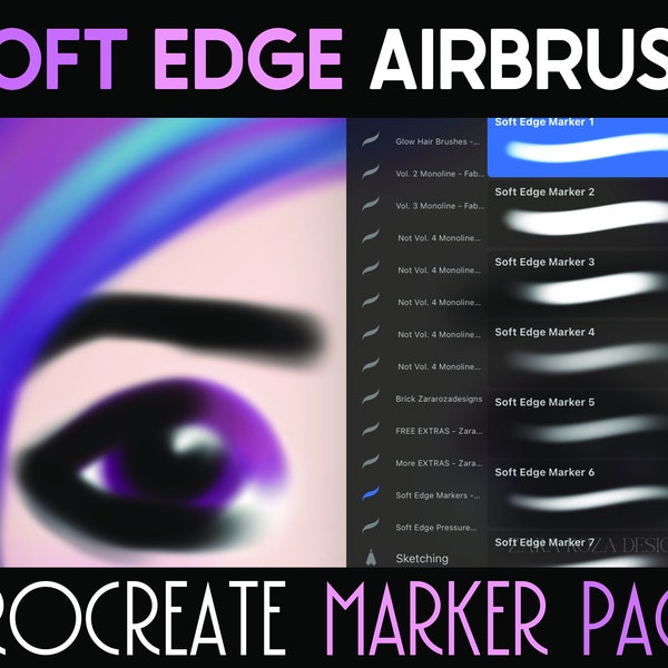 Procreate Airbrush Soft Edge Marker Brushes for iPad Digital Art, Portraits, Faces, Anime, Manga Makeup, Eye Shadow INSTANT DIGITAL DOWNLOAD