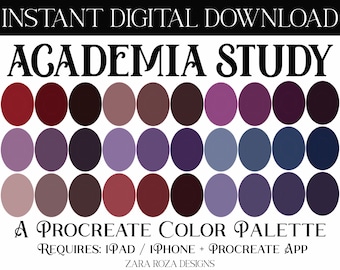 Academia Study - Procreate Color Palette - DIGITAL DOWNLOAD - Requires iPad + Procreate App