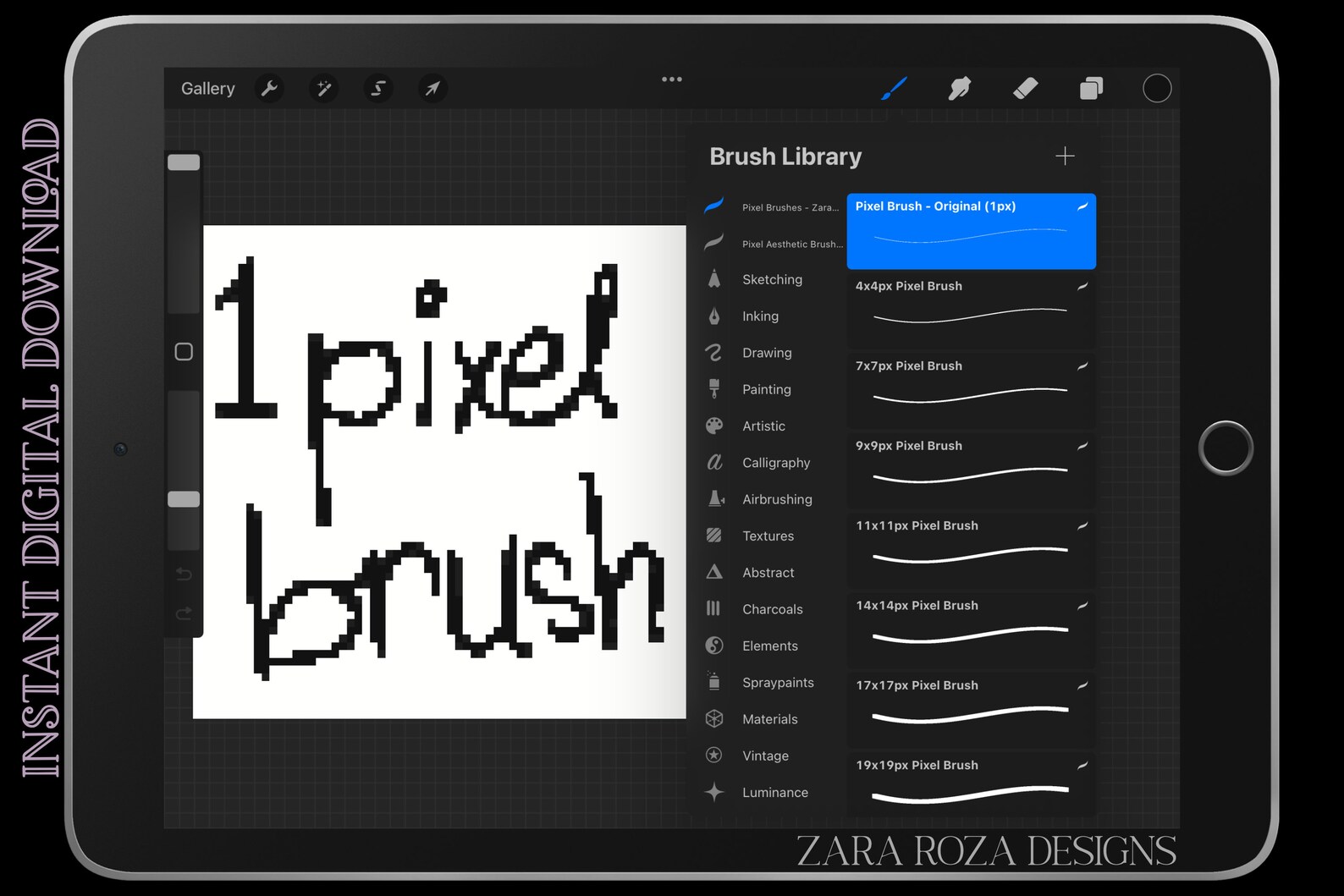 Procreate Pixel Art Brush Set Retro Digital Art, Vintage Aesthetic