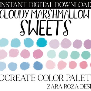 Cloudy Marshmallow Sweets - Procreate Color Palette - Pastel Cute Blue, Green, Pink, Purple Tones DIGITAL DOWNLOAD For iPad + Procreate App