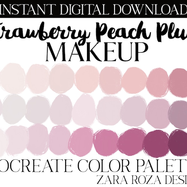 Strawberry Peach Plum Makeup - Procreate Color Palette Face Portrait Lipstick, Blush, Nail, Eye Shadow INSTANT DOWNLOAD iPad + Procreate App