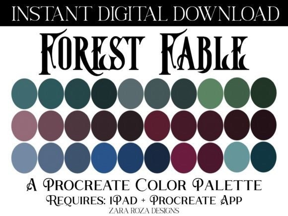 Forest Fable Procreate Color Palette – 30 Autumnal Swatches for iPad (Digital Download)