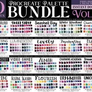 20 Procreate Color Palette Bundle Pack - VOL. 24 Set - Retro Vintage Aesthetic Color Swatches