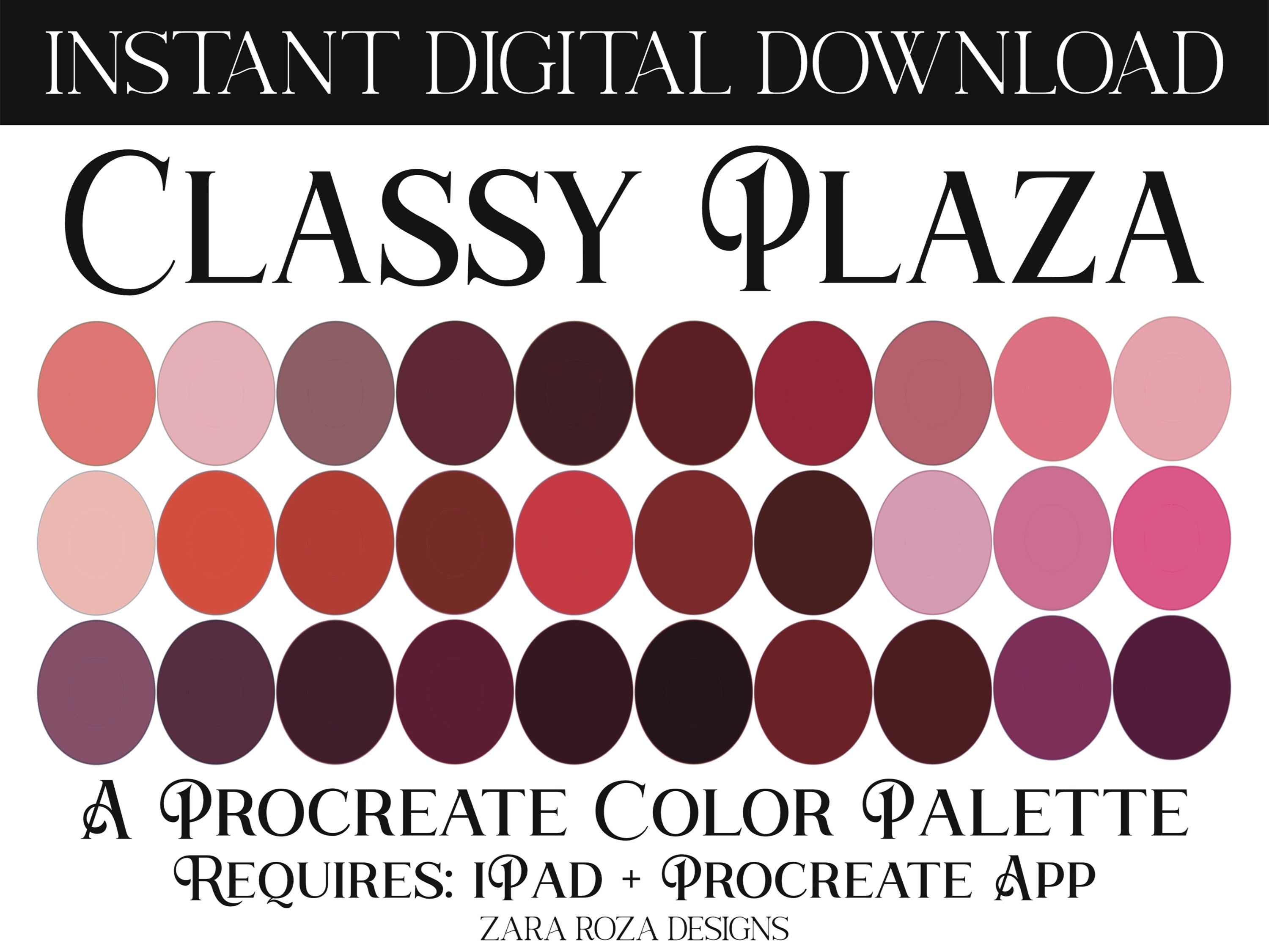 Paleta de colores para Procreate Classy Plaza – 30 muestras de pastel rústico | Descarga digital para iPad/iPhone