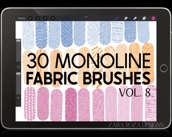 Procreate Fabric Monoline Textur Brush Pack - Vol. 8, 30 Brushes - Niedliche Kleidung Muster Anime Manga Portrait Art - SOFORTIGER DIGITALER DOWNLOAD