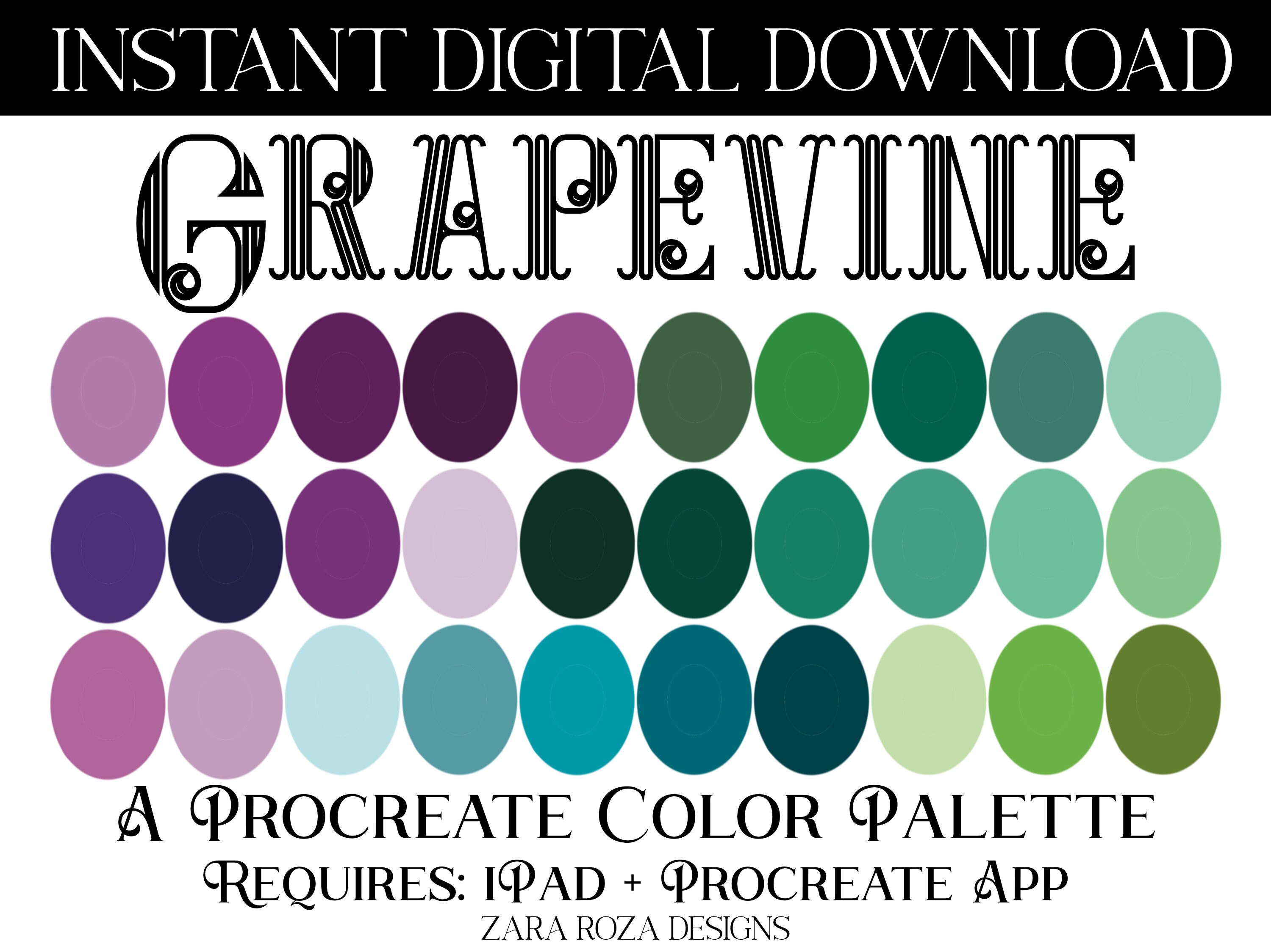 20 Procreate Color Palette Bundle Pack VOL. 10 Set Goth Retro Vintage ...