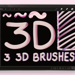 3D Pinsel Set - 3 Procreate Monoline & Druckstifte für iPad Digital Art, Lettering, Cartoons, Comics, Manga, Anime, Clay 3D Effekt DOWNLOAD