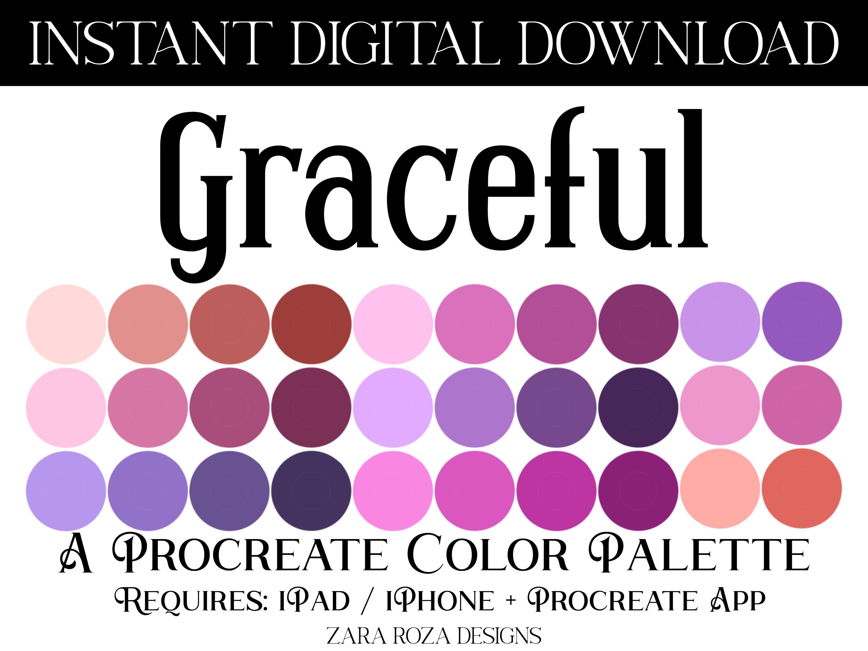 Graceful Procreate Color Palette - Purple Pink Retro Vintage Floral ...