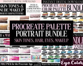 BIG BUNDLE 70+ Portrait Palettes Procreate Pack Skin Tones Eyes Hair Color Makeup Set App Add-on Tool Face Character Design Digital DOWNLOAD