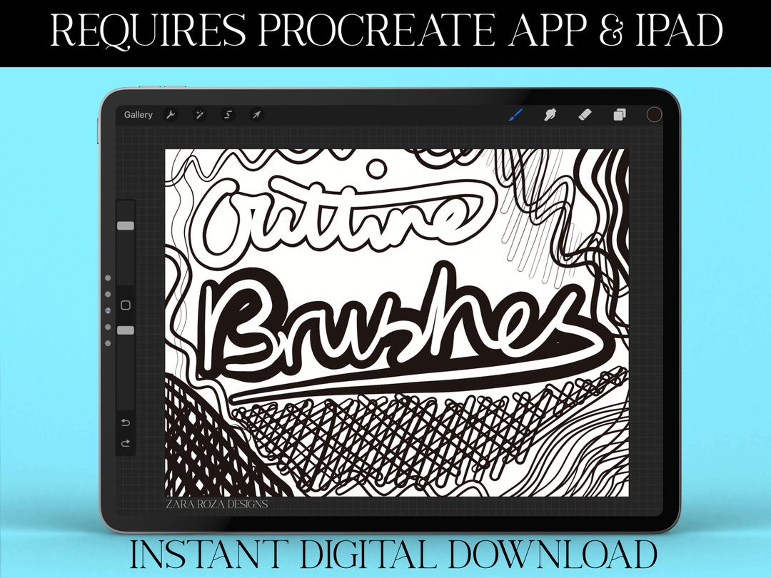 Procreate Outline Brush Set Bundle Pack - Cute Monoline & Pressure Pen ...