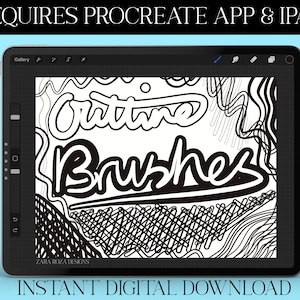 Procreate Outline Brush Set Bundle Pack - Cute Monoline & Pressure Pen Brushes iPad Hand Lettering DIGITAL DOWNLOAD for iPad + Procreate App