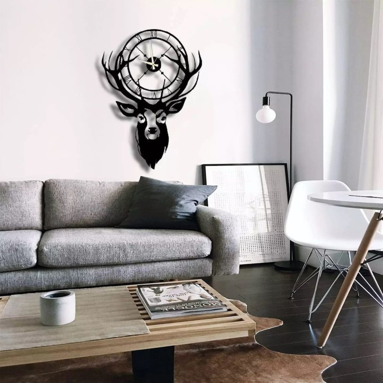 Large Deer Wall Clock Deer Metal Wall Clock Wall Clock Etsy