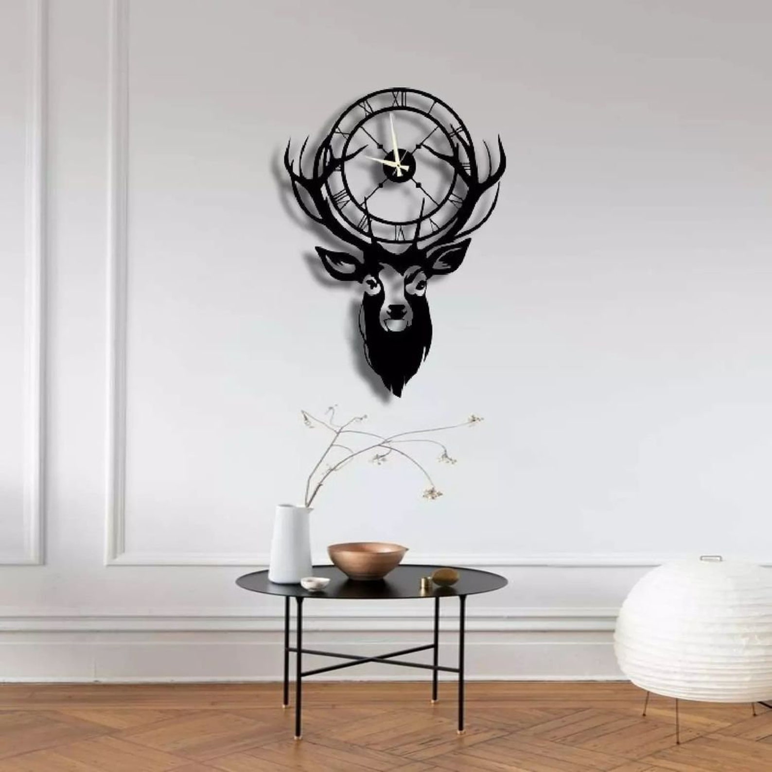 Large Deer Wall Clock Deer Metal Wall Clock Wall Clock Etsy