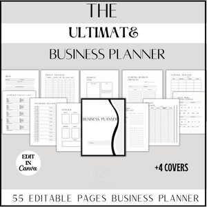 55 Page Printable Business Planner Bundle, Customizable Small Business Planner, Business Plan Startup, 4 Covers
