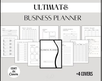55 Page Printable Business Planner Bundle, Customizable Small Business Planner, Business Plan Startup, 4 Covers