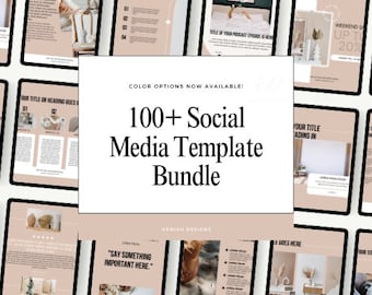 100+ Pages Social Media Template Bundle Canva Template Digital Marketing Aesthetic Instagram Templates Peach Modern Luxury