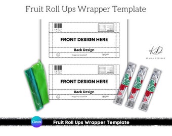 Fruit Roll Ups Wrapper Template Canva Editable Party