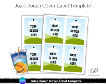Blank juice pouch Template, Round and Square Juice Pouch Label, Juice Label Party, Custom juice Label, Birthday Party Favor, Canva Editable