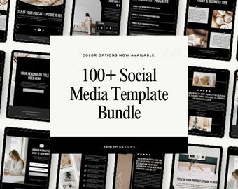 100+ Pages Social Media Template Bundle Canva Template Digital Marketing Aesthetic Instagram Templates Black Modern Luxury