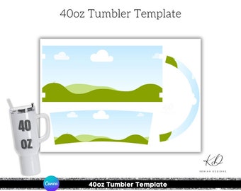 40oz Tumbler, 40oz Tumbler Design, 40oz Tumbler Template, Tumbler with a Handle, Canva Editable Blank Tumbler Wrap Template, Sublimation