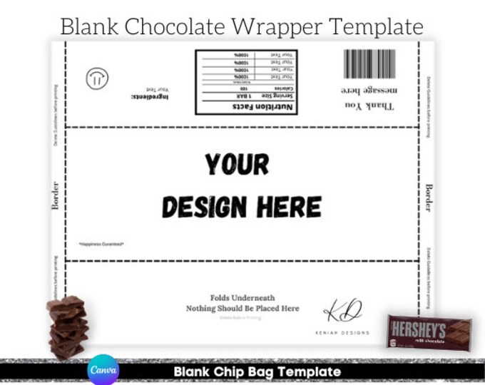 Blank Chocolate Wrapper Template Canva Editable Etsy
