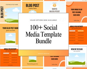 100+ Pages Social Media Template Bundle Canva Template Digital Marketing Aesthetic Instagram Templates Bright Orange Modern Luxury