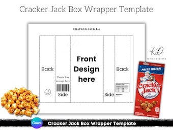 Cracker Jack Box Wrapper Template Canva Editable Party