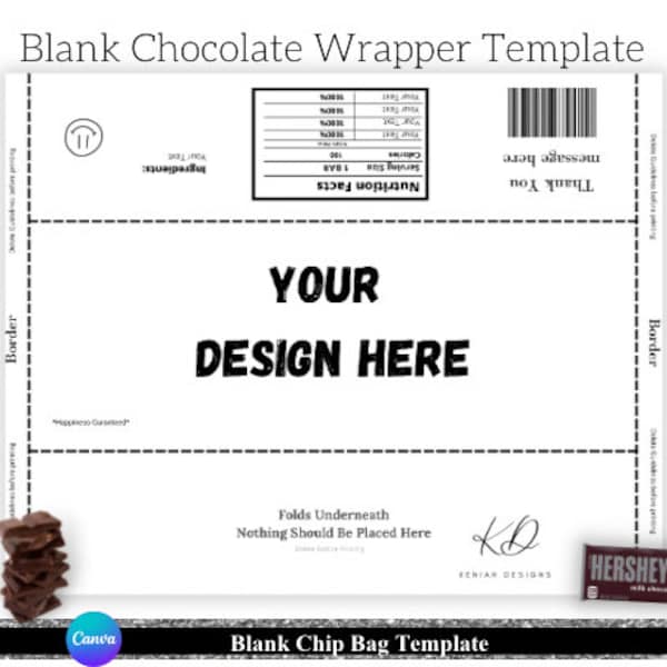 Blank Chocolate Wrapper Template Canva Editable