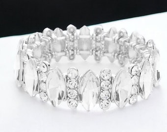 Clear Rhinestone Bracelet -Bikini Competition Jewelry, bride bridal Bracelet, Formal Rhinestone Bracelet, Drag Pageant Jewelry, Gift For Her