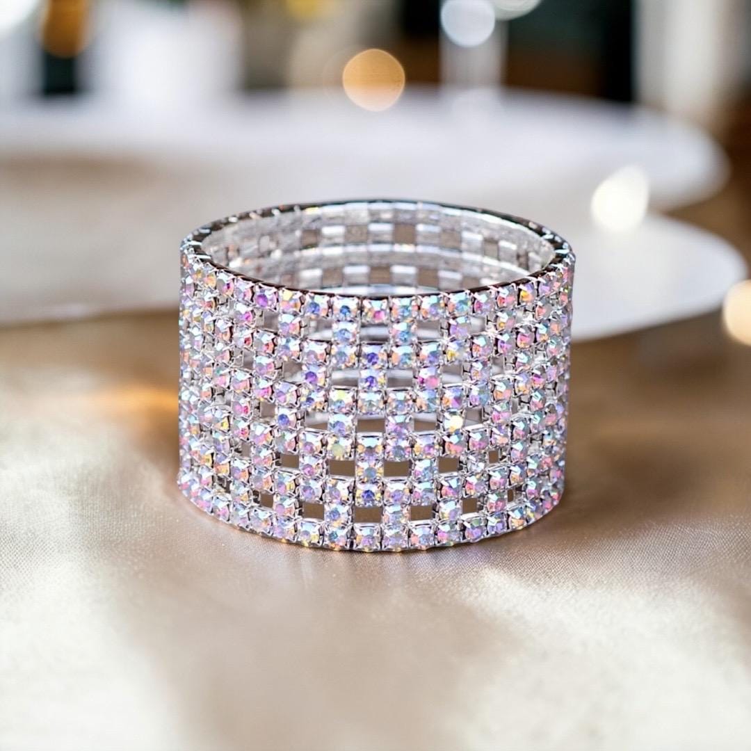 silver-ab-crystal-bracelet-11-row-stretch-cuff-bridal-wedding-jewelry