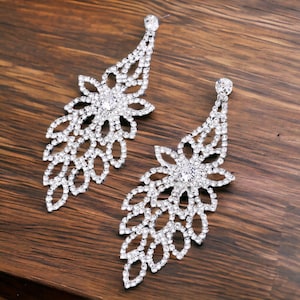 NPC & IFBB Stage Accessories | NPC Competition Jewelry | Clear Rhinestone Earrings | Drag Pageant | Formal Gifts For Her | Drop Earrings